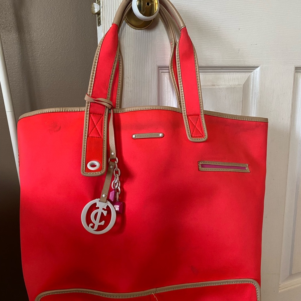 Juicy beach bag , Chic Red Tote Bag